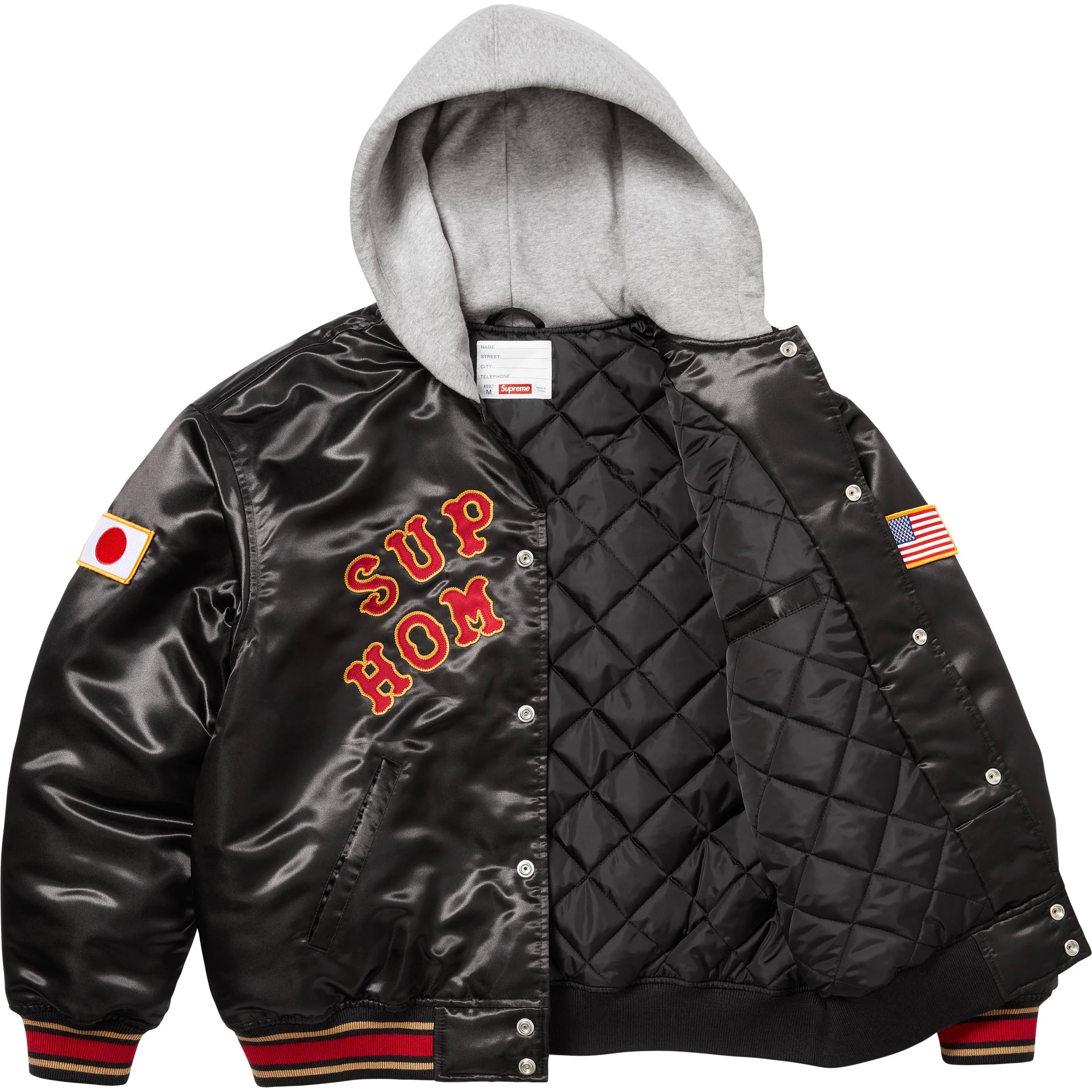 Supreme®/Homerun Satin Hooded Varsity Jacket view 5